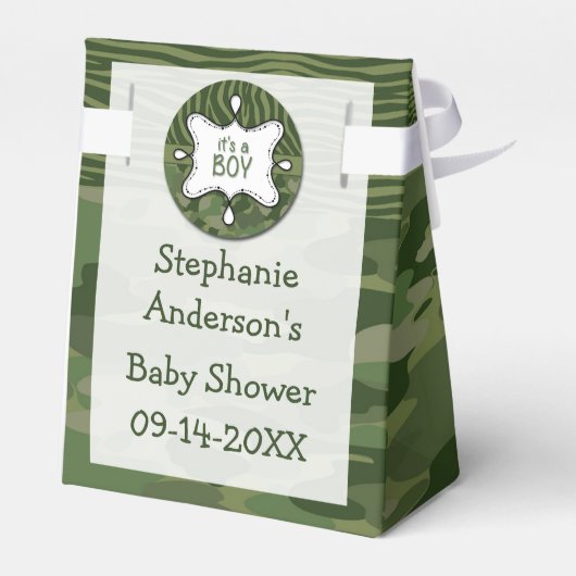 Groene Camo Boy Baby shower Favor Box Bedankdoosjes (Achterkant)