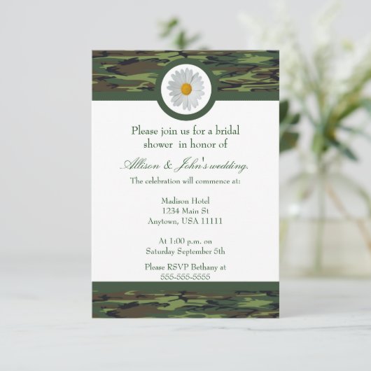 Groene Camo Bridal Shower Kaart (Staand voorkant)