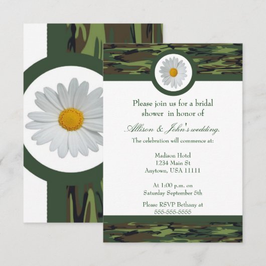 Groene Camo Bridal Shower Kaart (Voorkant / Achterkant)