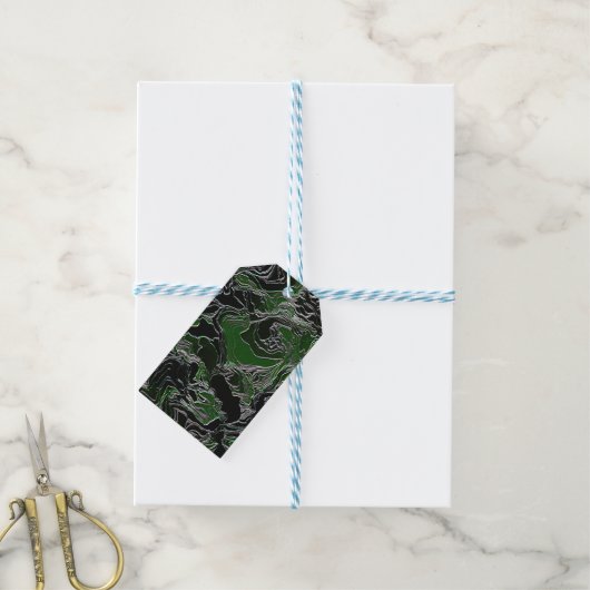Groene Camo Cadeaulabel (Met Touw)