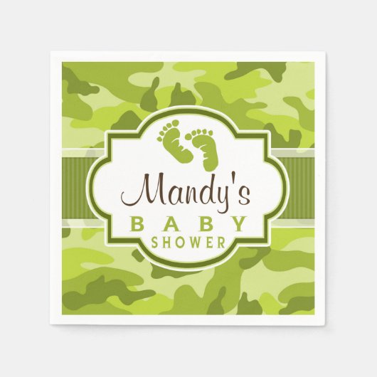 Groene Camo, Camouflage Baby shower Servet (Voorkant)