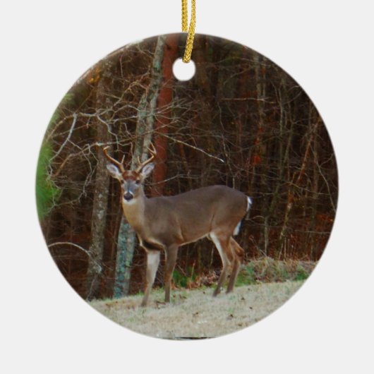 Groene Camo, Camouflage Deer gepersonaliseerd Keramisch Ornament (Voorkant)