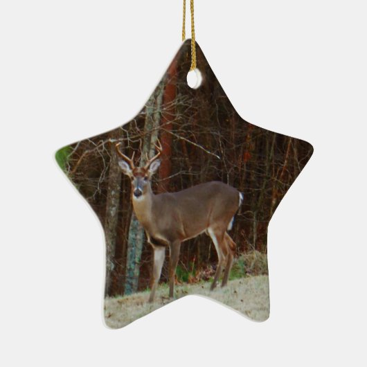 Groene Camo, Camouflage Deer gepersonaliseerd Keramisch Ornament (Rechts)