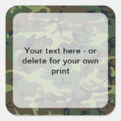 Groene Camo, Camouflage, Militair, Leger Vierkante Sticker (Voorkant)