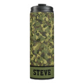 Groene Camo Cool Rugged Name Persoonlijke koffie Thermosbeker (Voorkant)