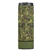 Groene Camo Cool Rugged Name Persoonlijke koffie Thermosbeker (Achterkant)