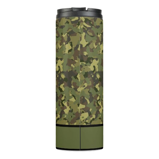 Groene Camo Cool Rugged Name Persoonlijke koffie Thermosbeker (Achterkant)