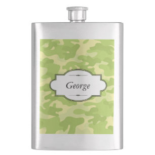 Groene Camo Design gepersonaliseerde fles Heupfles