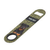 Groene Camo Dog Rottweiler Pet Animal Name Cool Speed Flessenopener (Voorkant Gekanteld)