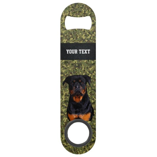 Groene Camo Dog Rottweiler Pet Animal Name Cool Speed Flessenopener (Voorkant)