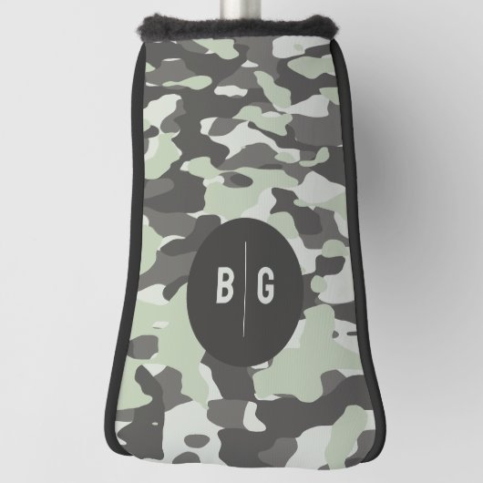Groene Camo Golf Putter Hoesje met Custom Monogram Golfheadcover (Draai 90)