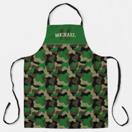 Groene Camo Grill Stijl Monogram Schort