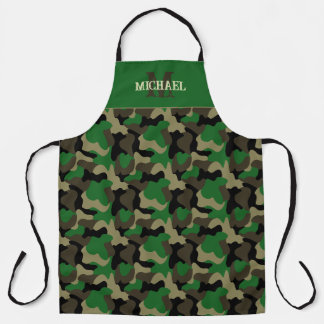 Groene Camo Grill Stijl Monogram Schort