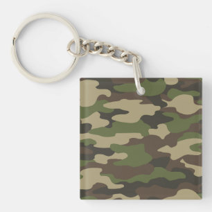 Groene Camo Leger Monogram Acrylaat Sleutelhanger