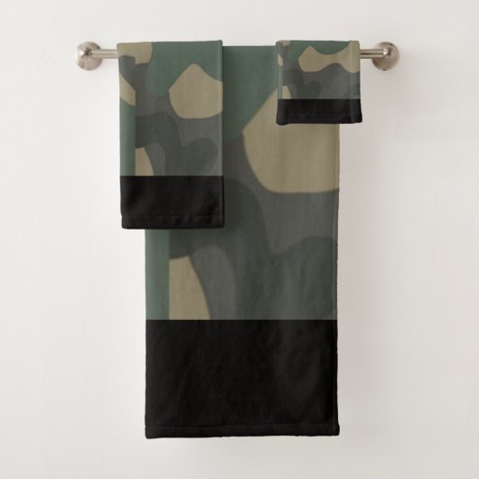 Groene Camo met Black Band, Douche Camo Theme, Bad Handdoek (Insitu)