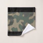 Groene Camo met Black Band, Douche Camo Theme, Bad Handdoek (Wasdoekje)