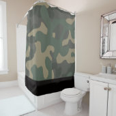 Groene Camo met Black Band, Douche Camo Theme, Douchegordijn (In situ)