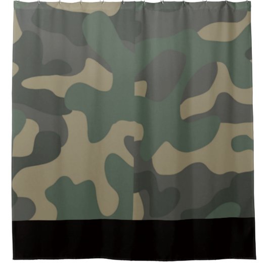 Groene Camo met Black Band, Douche Camo Theme, Douchegordijn (Voorkant)
