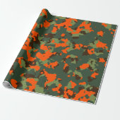 Groene Camo met Safety Blaze Oranje Cadeaupapier (Uitgerold)