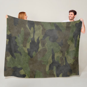 Groene Camo op maat gesneden knuppels Fleece Deken