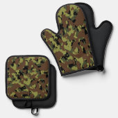 Groene Camo Ovenwant & Pannenlap Set (Voorkant / Achterkant)