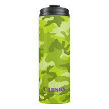 Groene Camo Paarse Name Sports Mod Thermal Tumbler