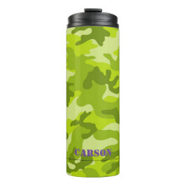 Groene Camo Paarse Name Sports Mod Thermal Tumbler Thermosbeker