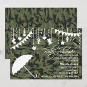 Groene Camo paraplu moderne babydoucheuitnodiginge Kaart (Voorkant / Achterkant)