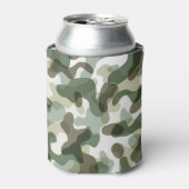 Groene Camo patroon in aardetinten met bruin Blikjeskoeler (Blikje Voorkant)