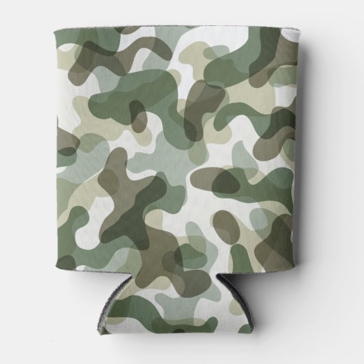 Groene Camo patroon in aardetinten met bruin Blikjeskoeler (Voorkant)