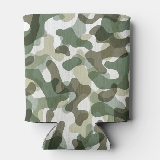 Groene Camo patroon in aardetinten met bruin Blikjeskoeler (Achterkant)