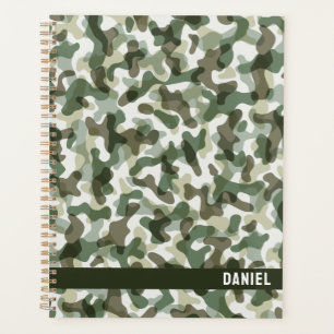 Groene Camo patroon in aardetinten met bruin Planner