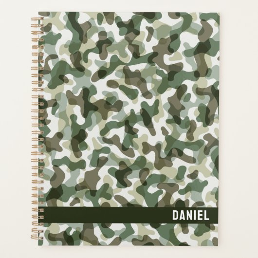 Groene Camo patroon in aardetinten met bruin Planner (Voorkant)