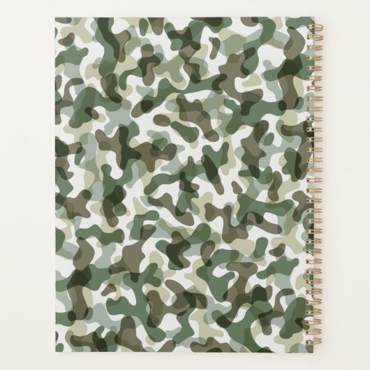Groene Camo patroon in aardetinten met bruin Planner (Achterkant)
