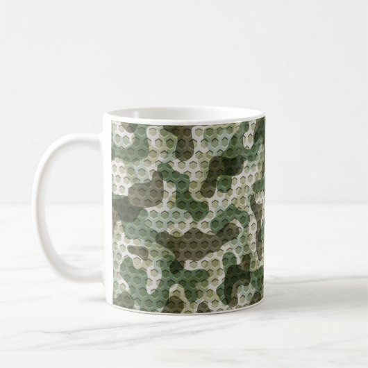 Groene Camo patroon in aardetinten met raster Koffiemok (Links)