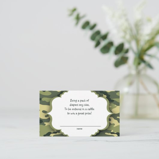 Groene Camo raffle-kaartjes of insteekkaarten Informatiekaartje (Staand voorkant)