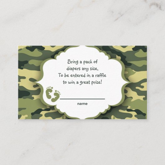Groene Camo raffle-kaartjes of insteekkaarten Informatiekaartje (Voorkant)