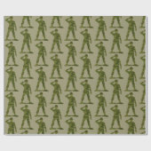 Groene Camo Saluing Soldaten Pattern Cadeaupapier (Vlak)