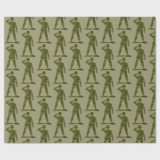 Groene Camo Saluing Soldaten Pattern Cadeaupapier (Vlak)