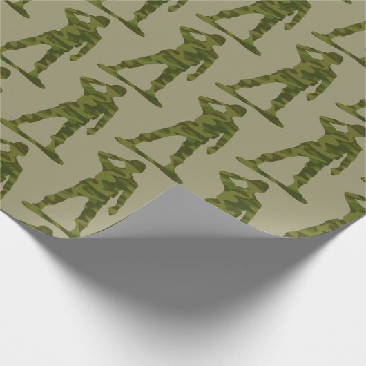 Groene Camo Saluing Soldaten Pattern Cadeaupapier (Hoek)