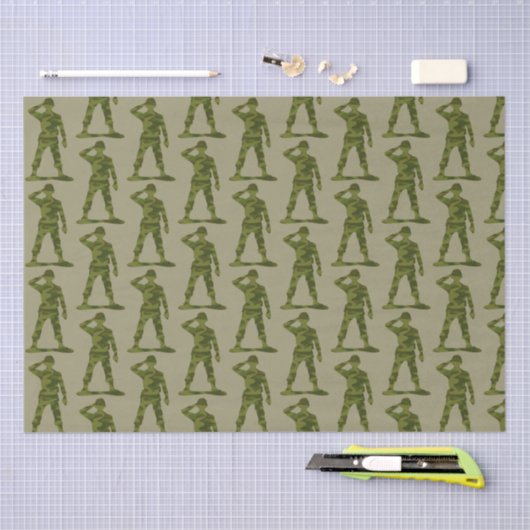 Groene Camo Saluing Soldaten Pattern Tissuepapier (Craft)