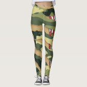 Groene camo, tijgerpatroon, Amerikaanse vlag voor  Leggings (Voorkant)