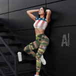 Groene camo, tijgerpatroon, Amerikaanse vlag voor  Leggings<br><div class="desc">Groen camo-geroosterd patroon,  en de vlag van het Amerikaanse tattoo,  het ontwerp is perfect voor workouts,  outfits,  of een normale dag,  en ook als geschenk. Dit is een uniek ontwerp van het leger.</div>
