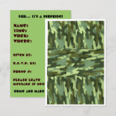 Groene Camo Uitnodiging- Verrassingsfeestje Kaart (Voorkant / Achterkant)