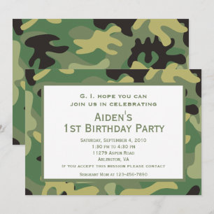 Groene Camo   Verjaardagsfeest Uitnodiging