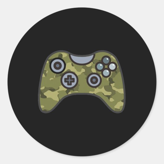 Groene Camo Videogame Controller Camouflage Gamer Ronde Sticker (Voorkant)