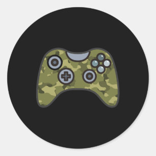 Groene Camo Videogame Controller Camouflage Gamer Ronde Sticker