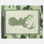 Groene Camouflage Blanket met Deer Fleece Deken (Voorkant (Horizontaal))