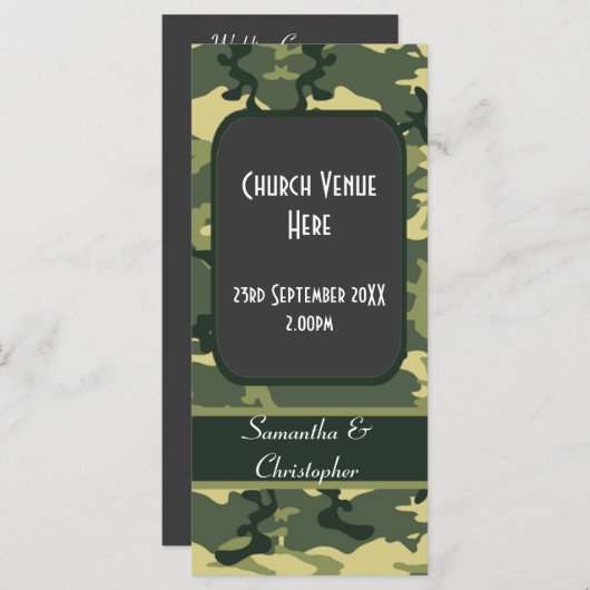 Groene camouflage bruiloft programma programmakaart (Voorkant / Achterkant)