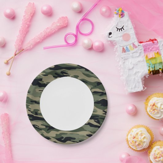 Groene Camouflage. Camo je Papieren Bordje (Feest)